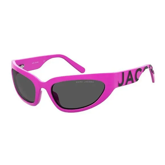Marc Jacobs Sunglasses Rectangle Full Rim, Fuchsia/Black Frame and Grey Lens - Picture 1 of 2